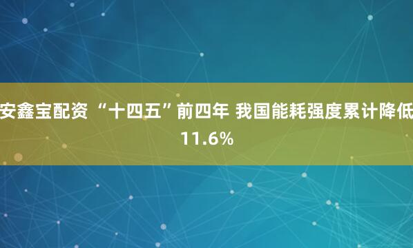 安鑫宝配资 “十四五”前四年 我国能耗强度累计降低11.6%